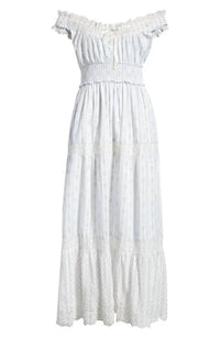 LoveShackFancy Emie Midi Dress in blue - women's dress - alternate view