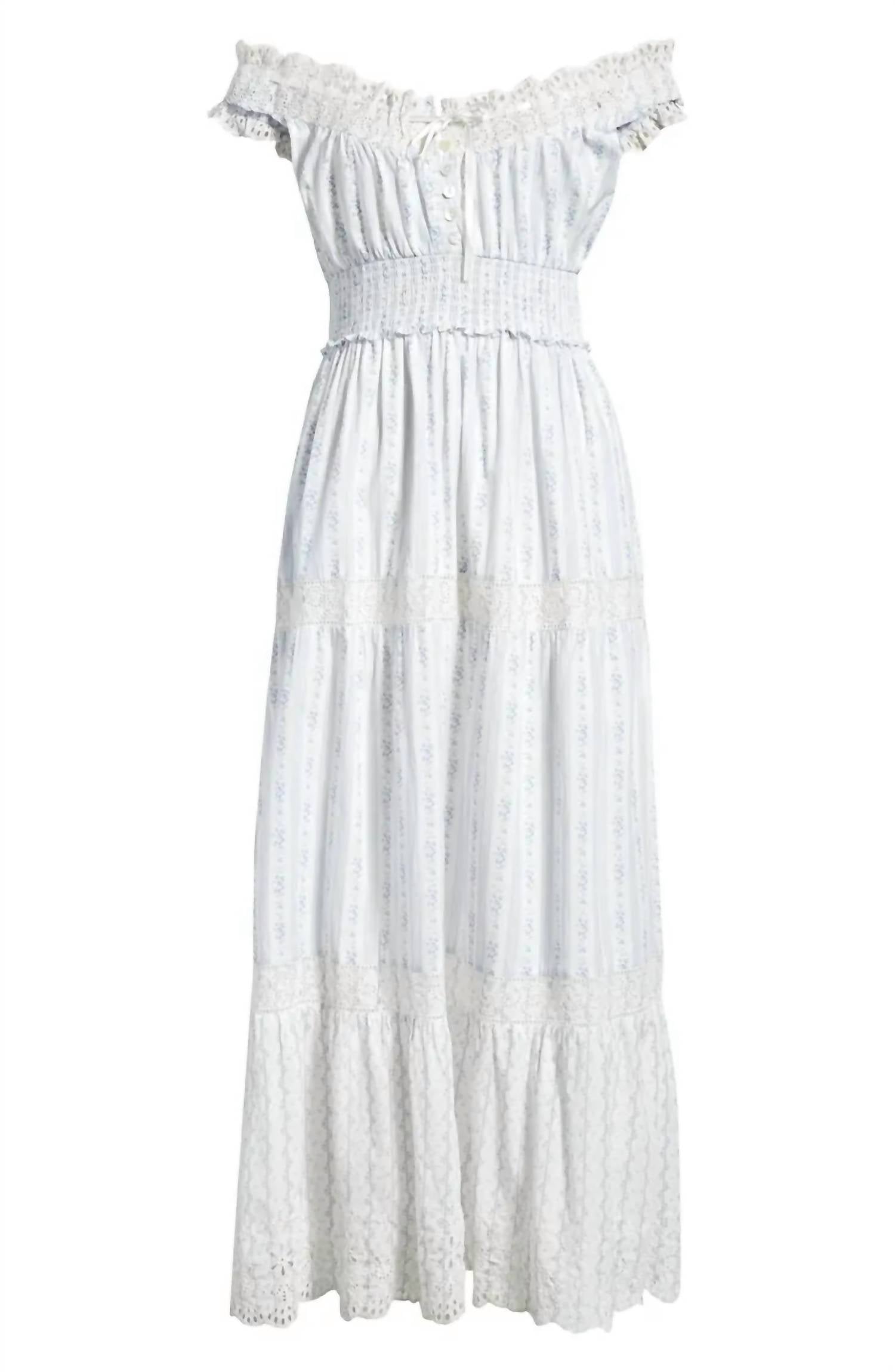 LoveShackFancy Emie Midi Dress in blue - women's dress - alternate view