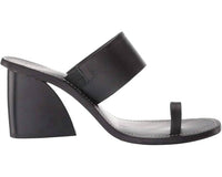 42 Gold - Eedie Single Toe Wide Strap Leather Heels