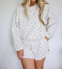 The Greii - Women's Maggie Floral Sweatshirt And Shorts Loungewear Set