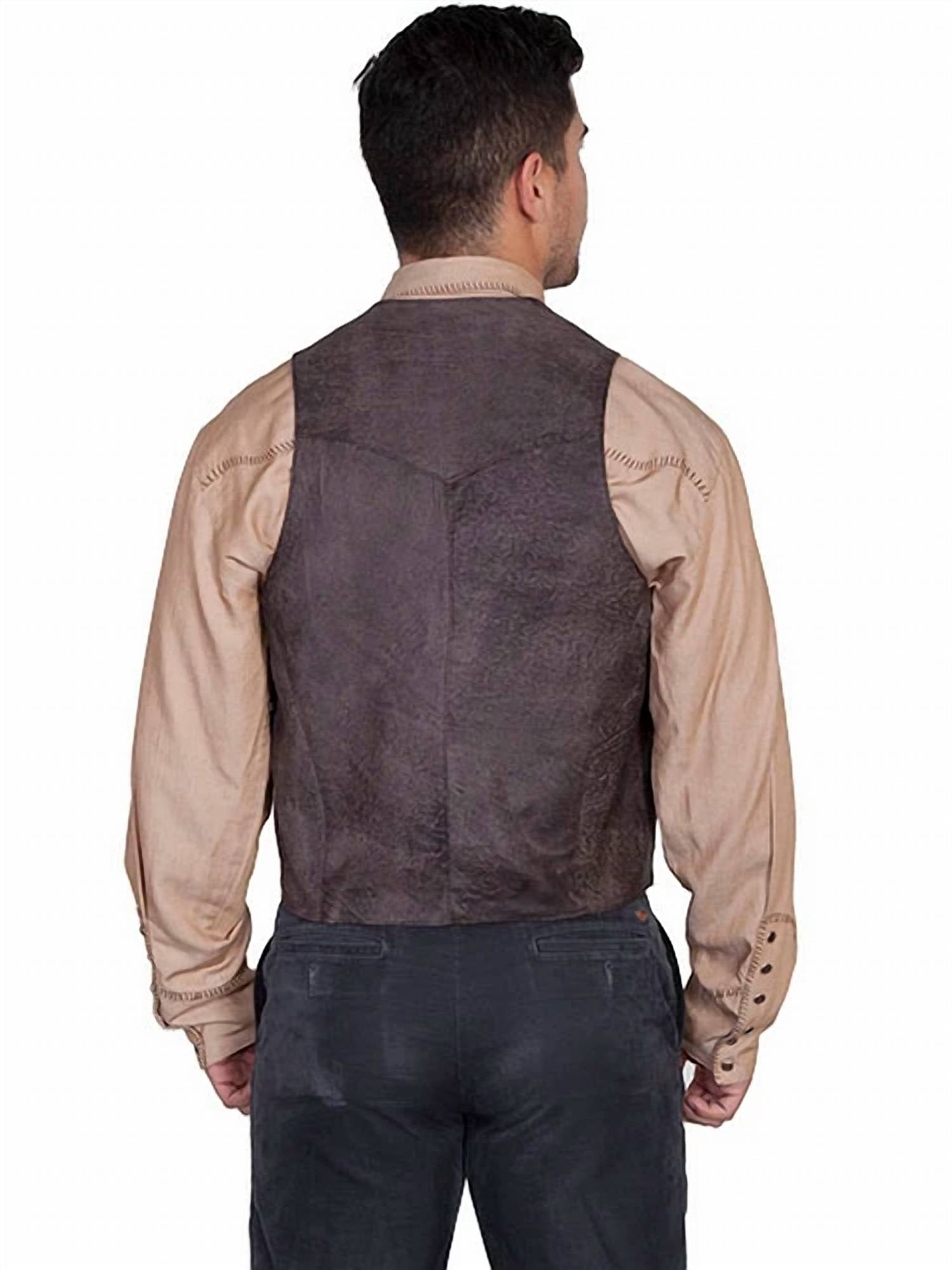 Scully - Men's Whip Stitch Leather Lapel Vest