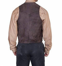 Scully - Men's Whip Stitch Leather Lapel Vest
