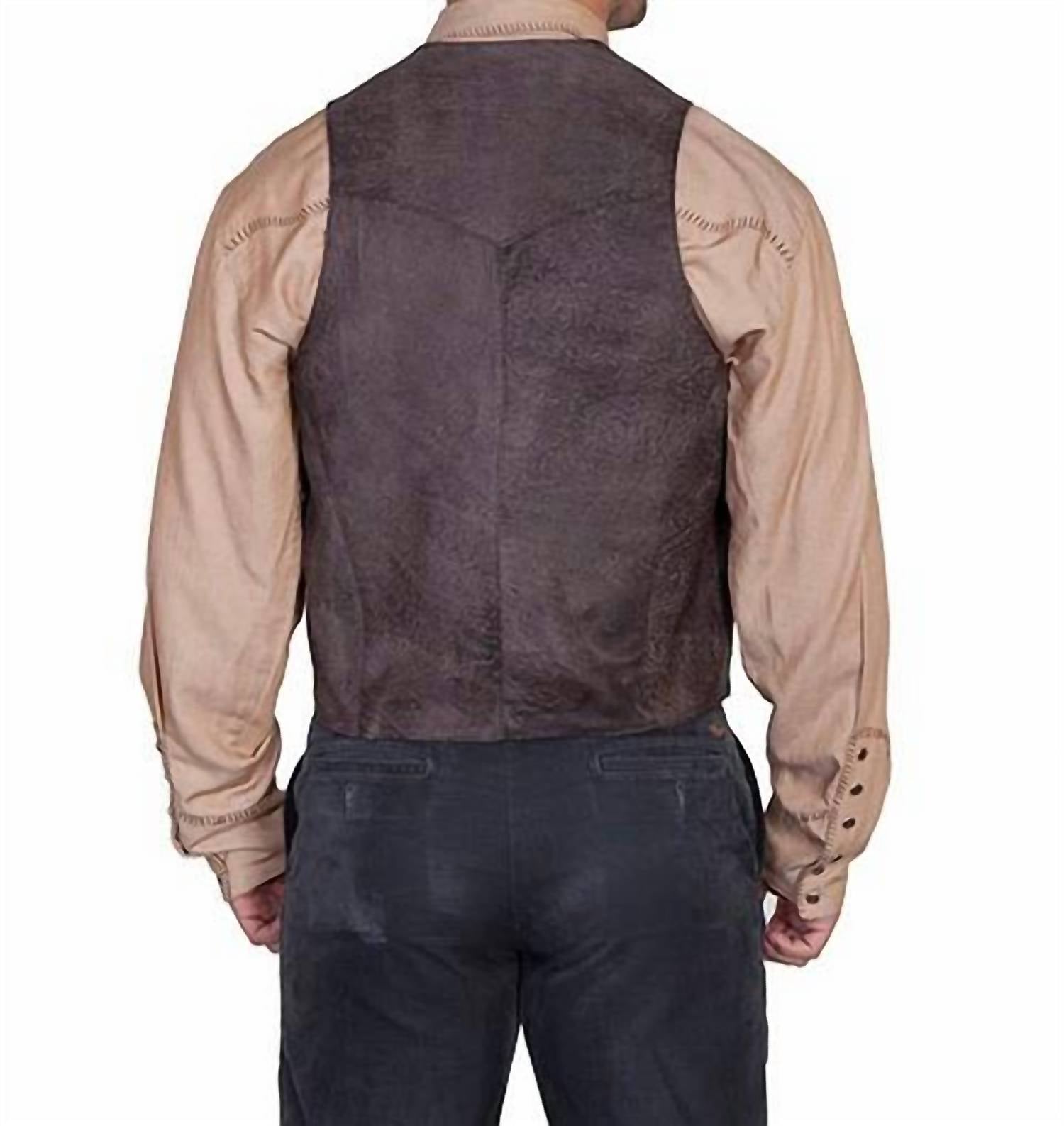 Scully - Men's Whip Stitch Leather Lapel Vest