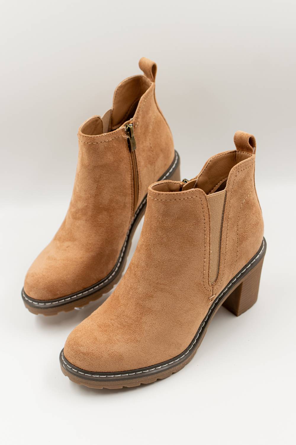 Corkys Footwear Women's Sutton Block Heel Bootie in brown - women's shoe