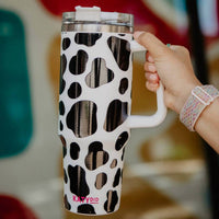 Katydid - Cow Print Western 40 Oz Stainless Steel Tumbler Cup With Handle