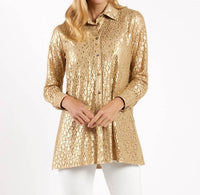 JUDE CONNALLY Mitzi Lace Top in gold cheetah - women's shirt - detail view