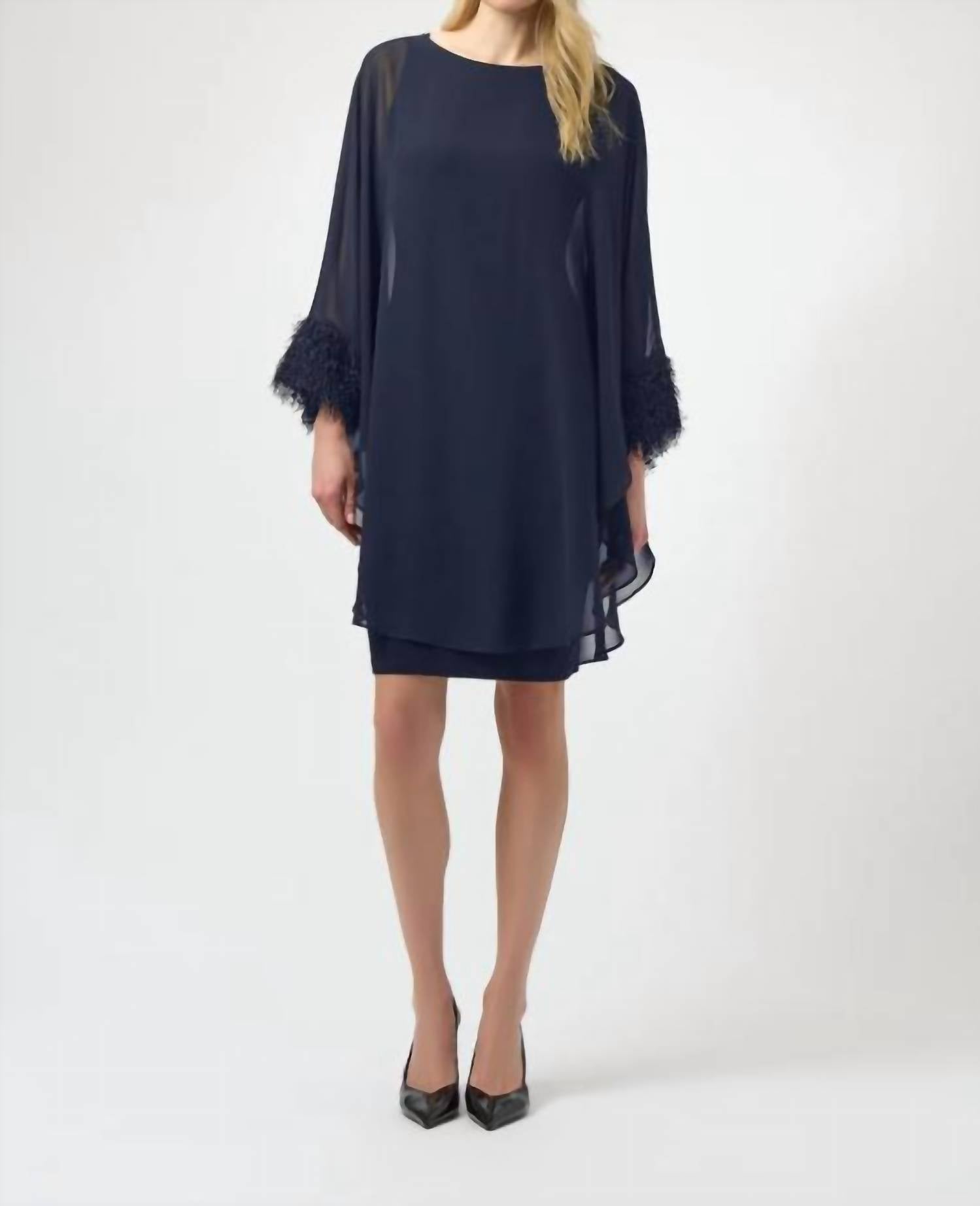 Joseph Ribkoff - Fringe Detail Layered Sheath Dress