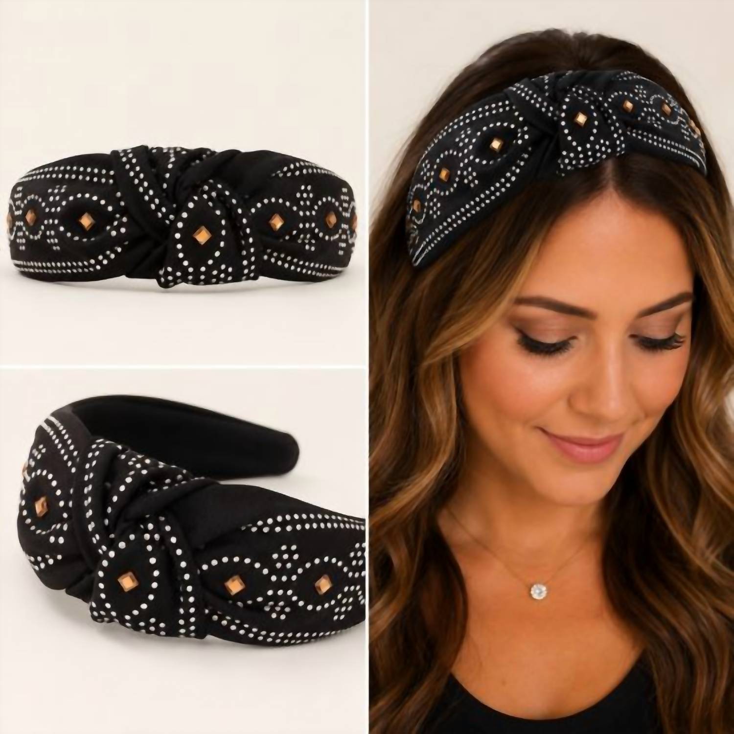 Pink Panache - Rhinestone Top Knot Headband