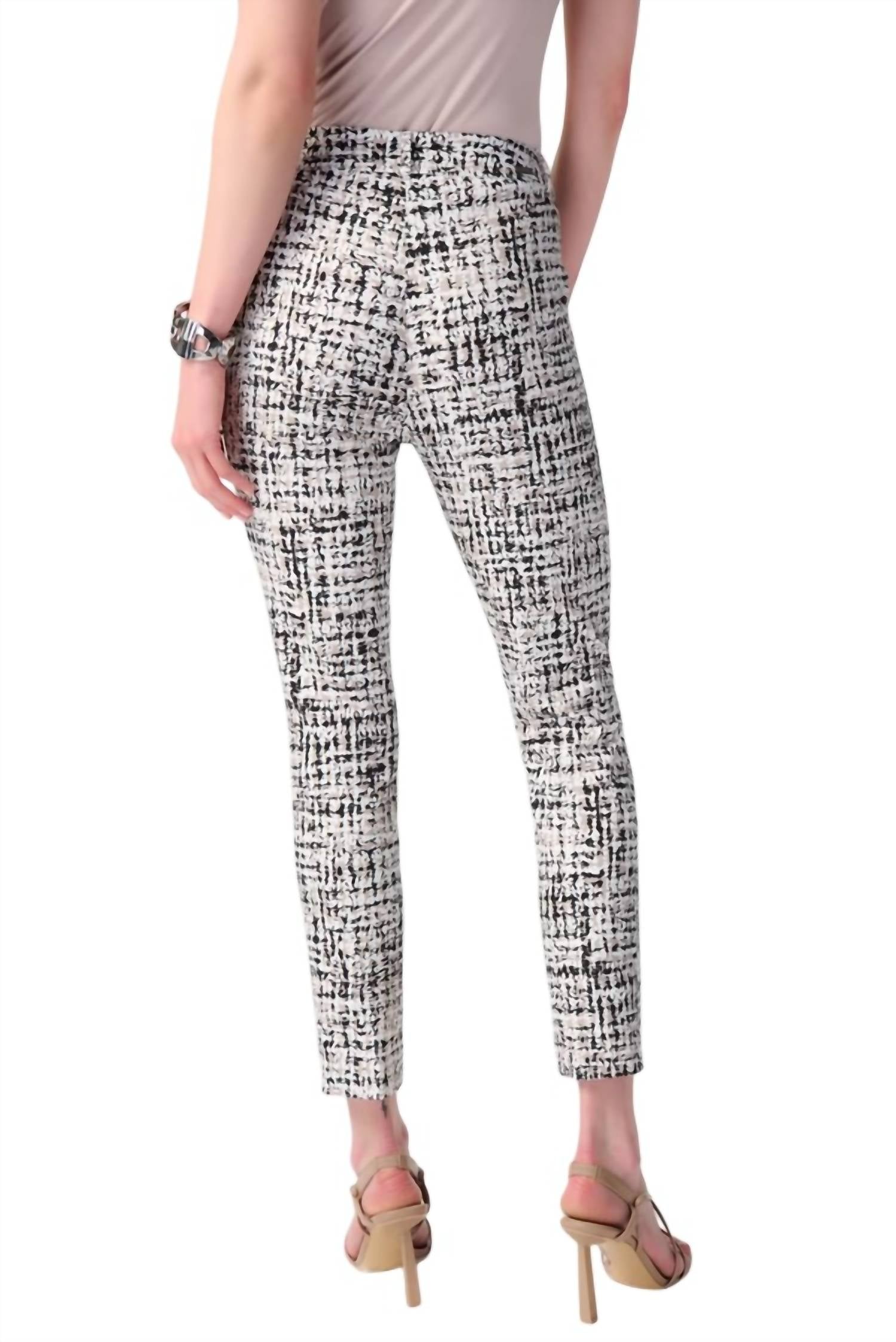 Joseph Ribkoff Tweed Motif Slim Leg Pants in van multi - women's pants - detail view