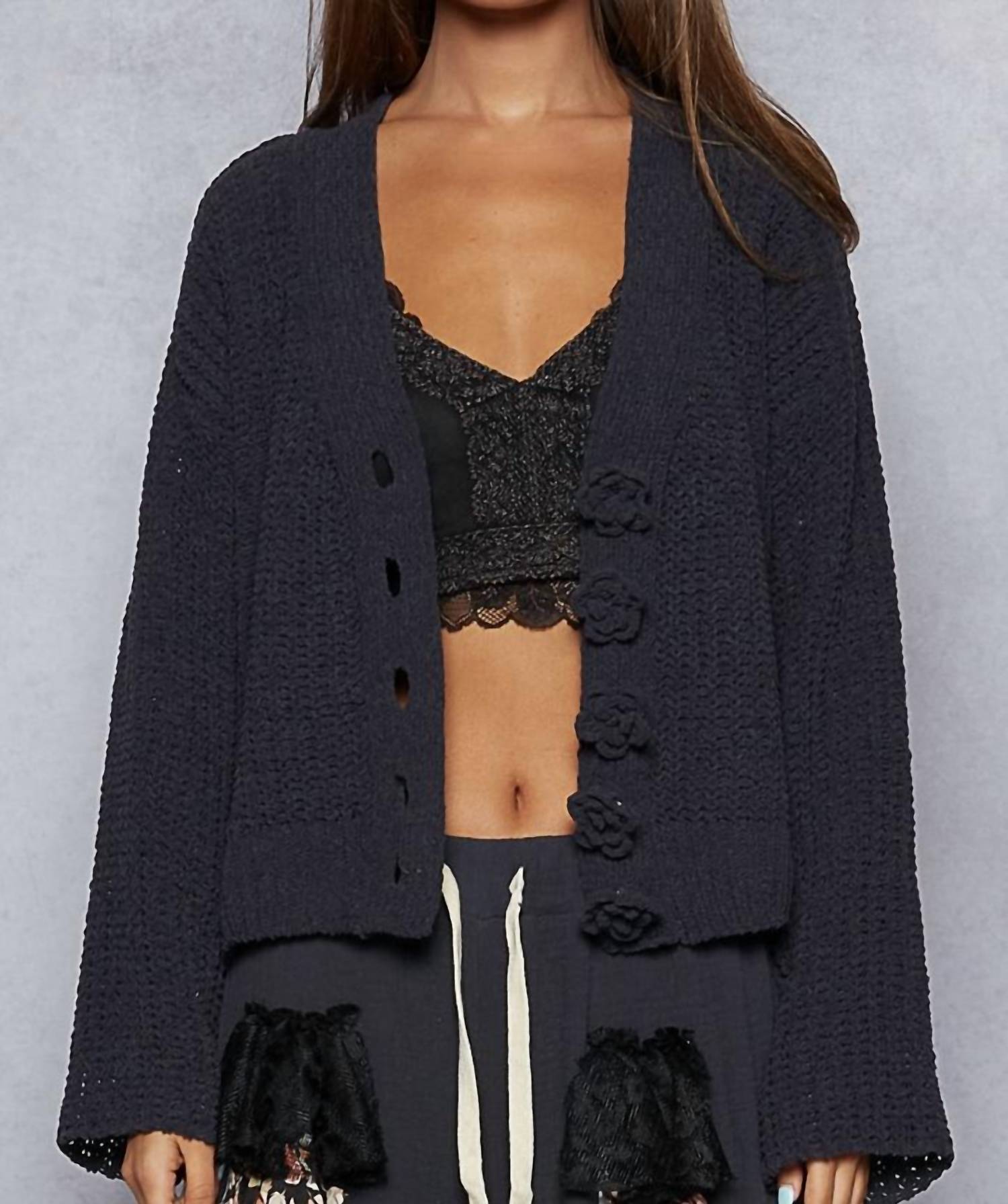 Pol - Willow Chenille V Cardigan Sweater
