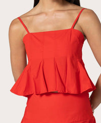 Lusana - Karla Pleated Flared Hem Top
