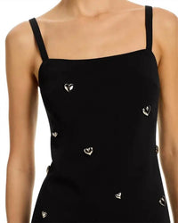 MILLY Colette Heart Applique Mini Dress in black 2 - women's dress - alternate view