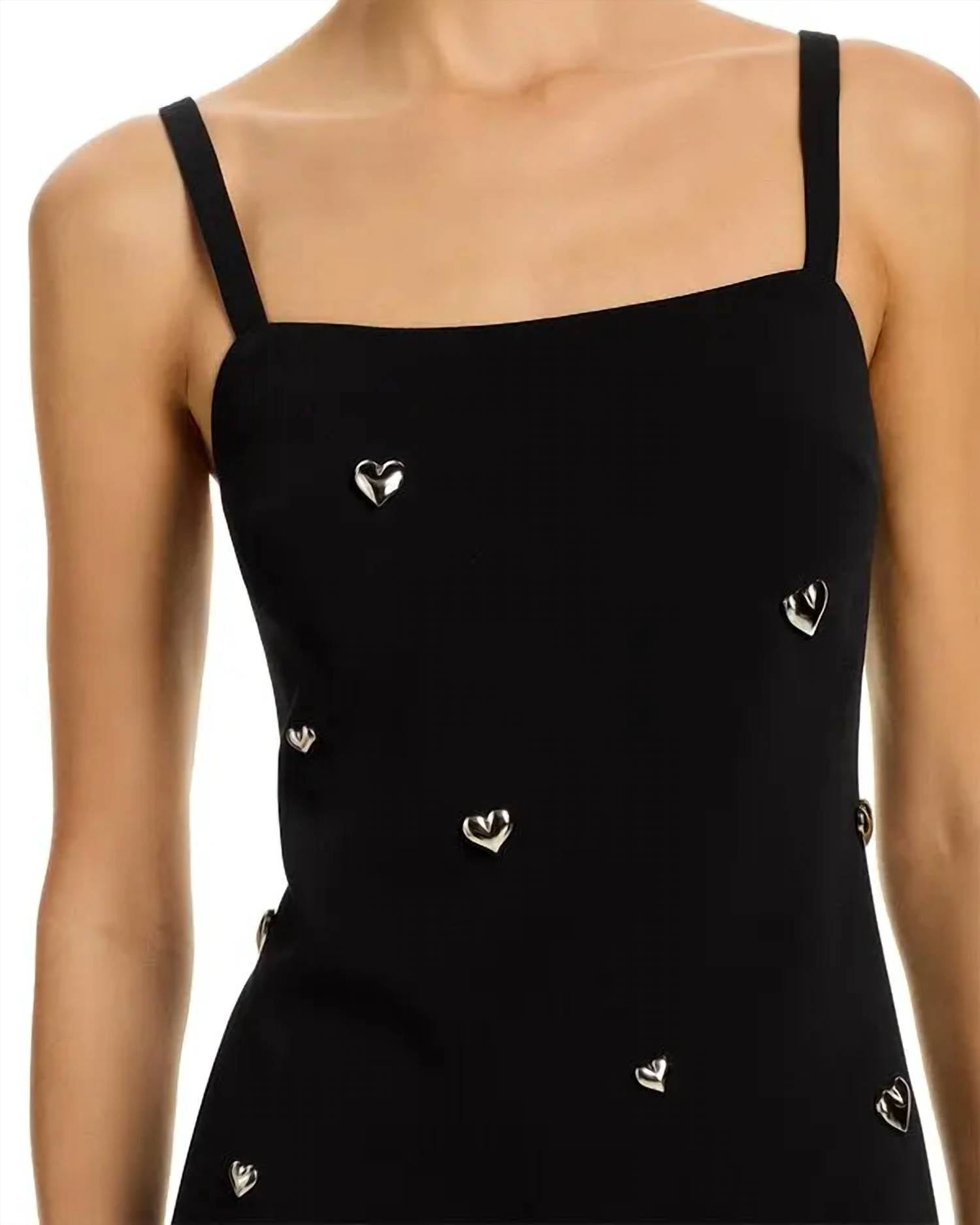 MILLY Colette Heart Applique Mini Dress in black 2 - women's dress - alternate view