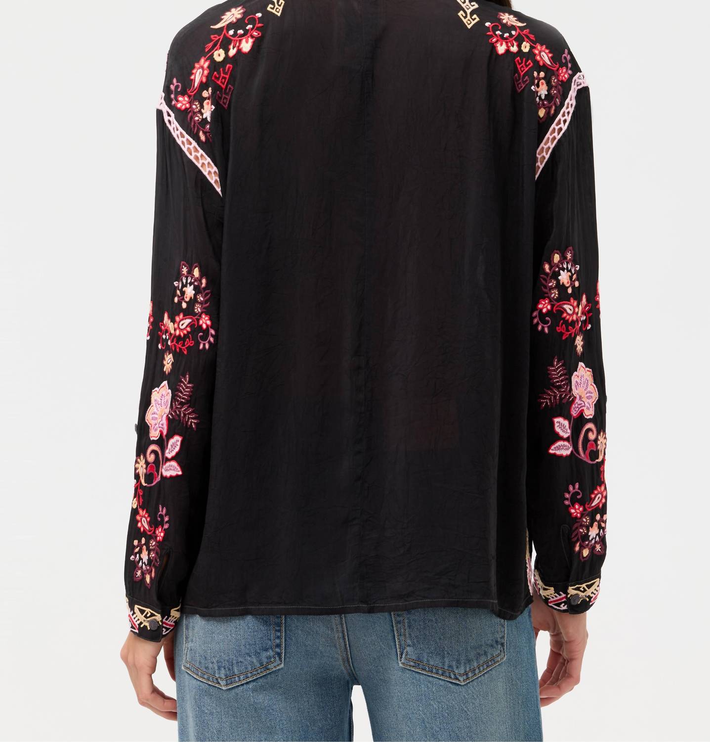 Johnny Was Women's Karol Shirt in black - women's blouse - detail view