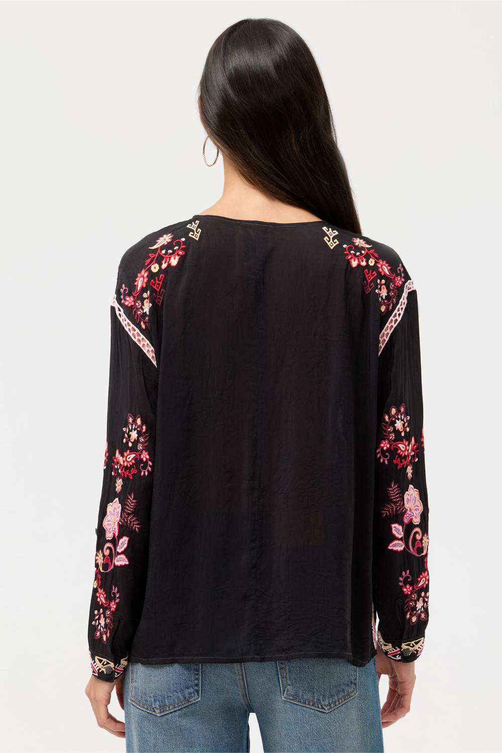 Johnny Was Women's Karol Shirt in black - women's blouse - alternate view