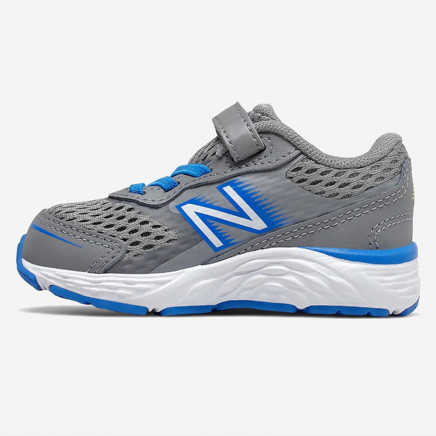 New Balance Kids' 680 V6 Running Shoe in marblehead vision blue - kids' sneaker - detail view