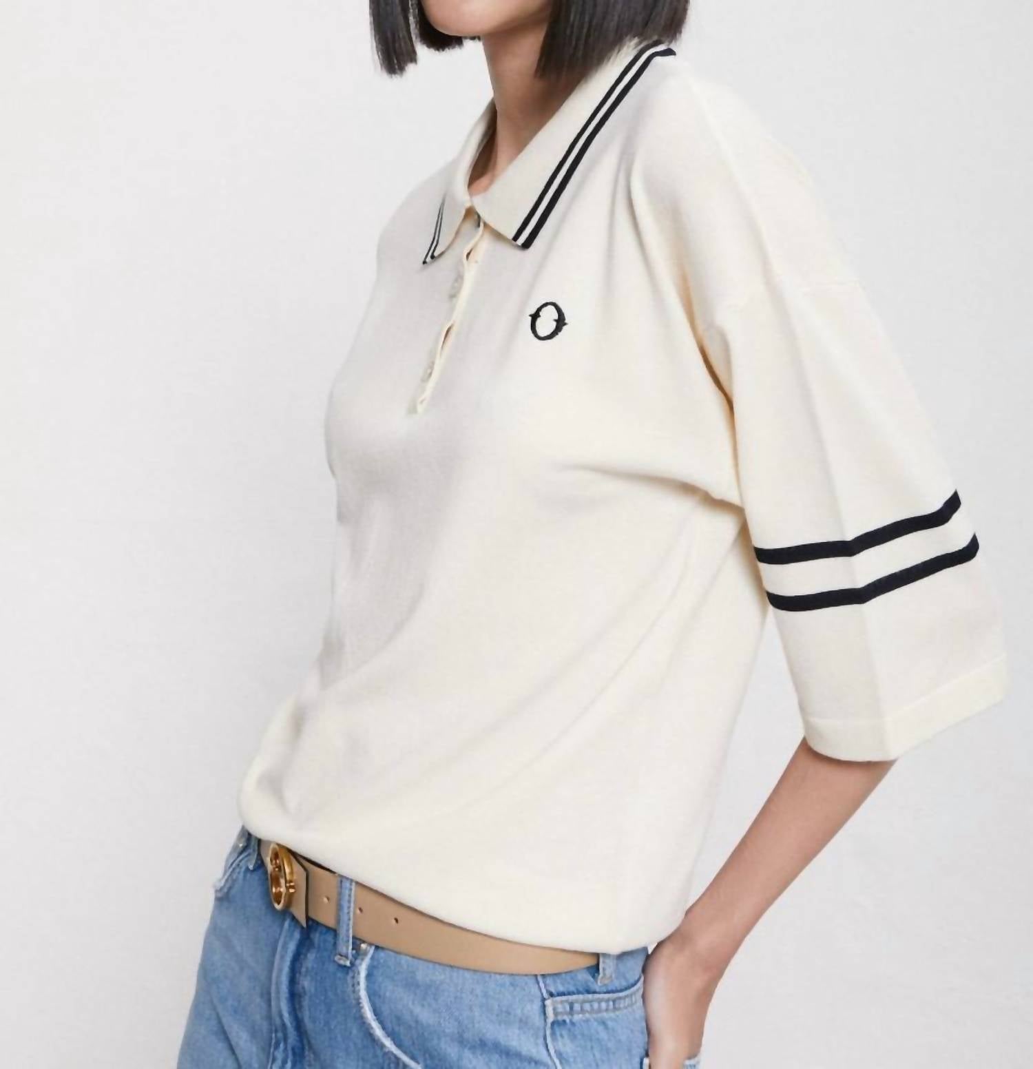 Ottod'Ame - Polo Top With Black Stripe