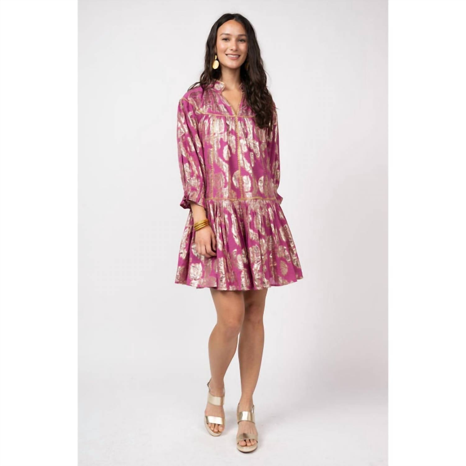 Ivy Jane - Metallic Roses Swing Dress