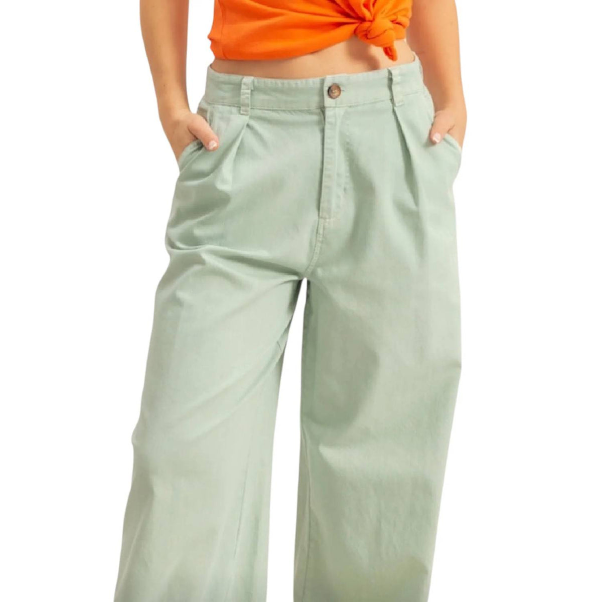 Double Zero - High Waist Basic Wide Leg Pants
