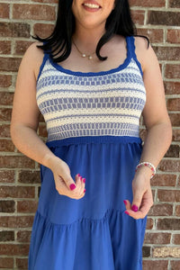 Skies Are Blue - Smocked Midi Dress