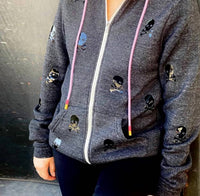 Style Reform - Dotty Charcoal Zip Up Hoodie