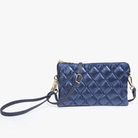 Jen & Co. - Women's Nylon Puffer Quilted 3 Compartment Convertible Wristlet