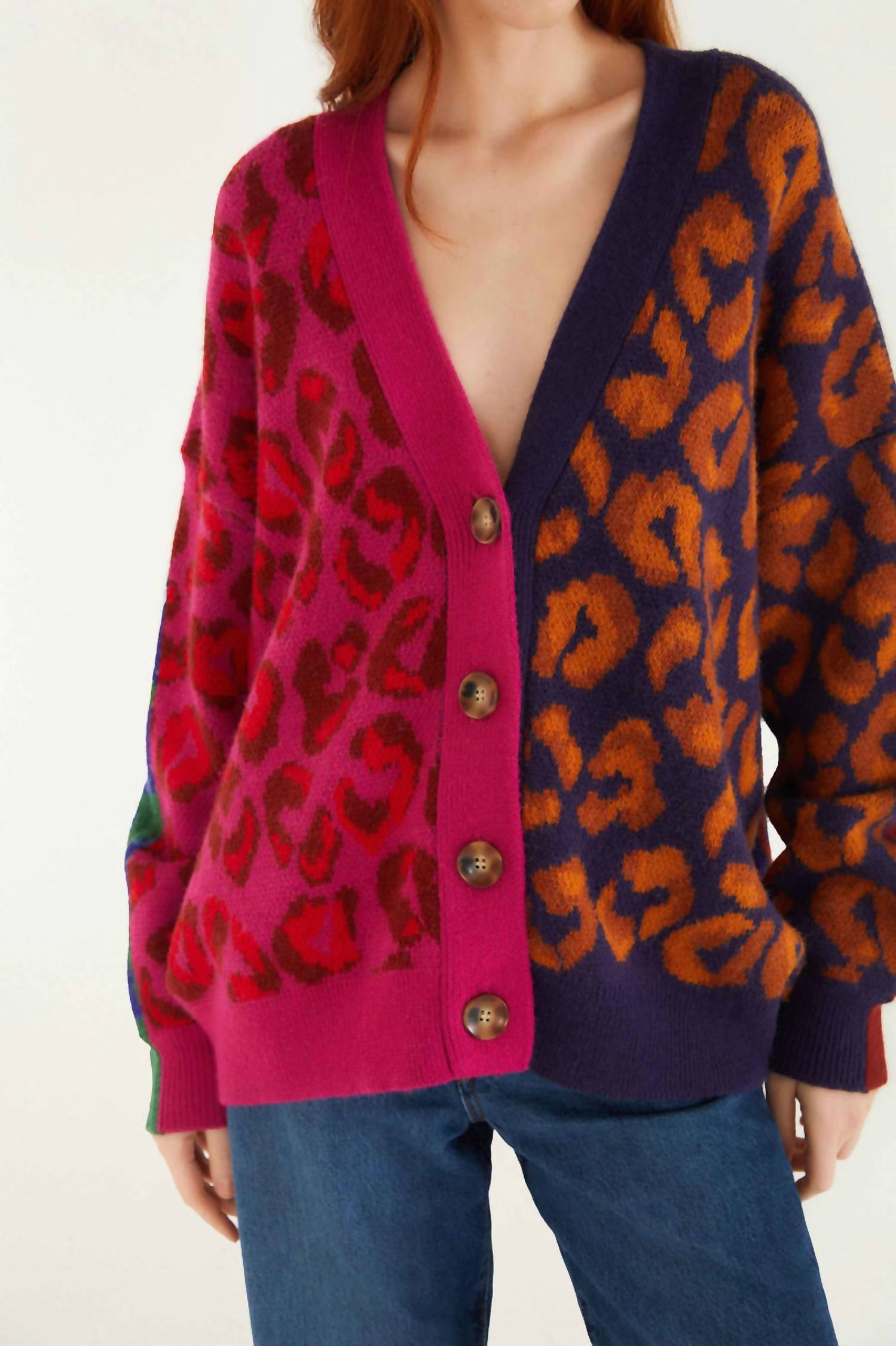 Farm Rio - Mixed Ikat Leopard Cardigan