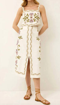 Marie Oliver - Meara Floral Embroidery Skirt