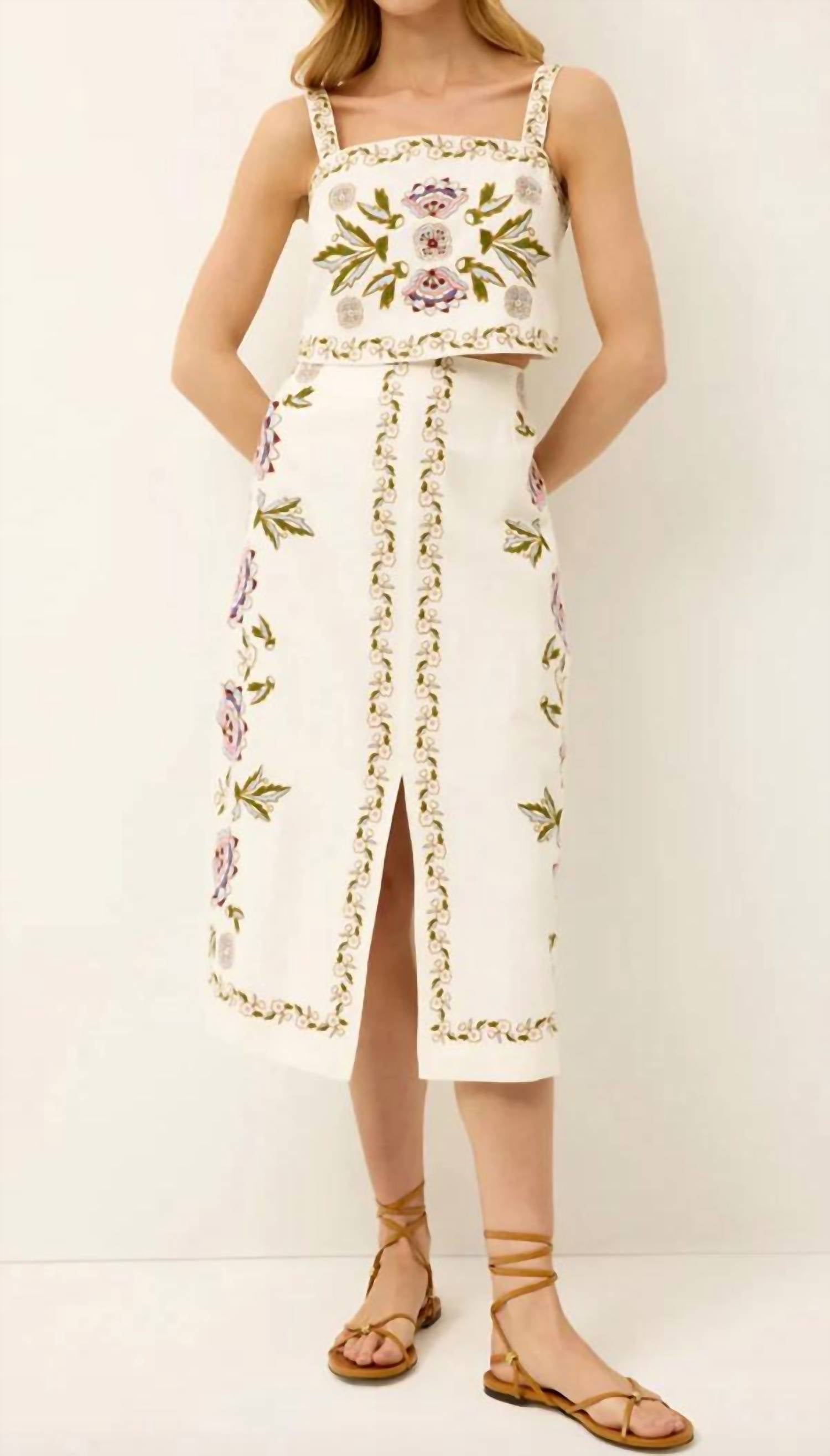 Marie Oliver - Meara Floral Embroidery Skirt