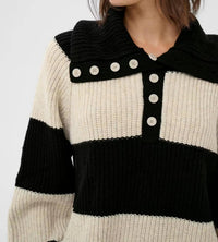 Part Two Simra Striped Pullover in french oak black block - women's sweater - alternate view