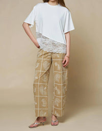 Lalavon - Women's Sea Motif Barrel Pants