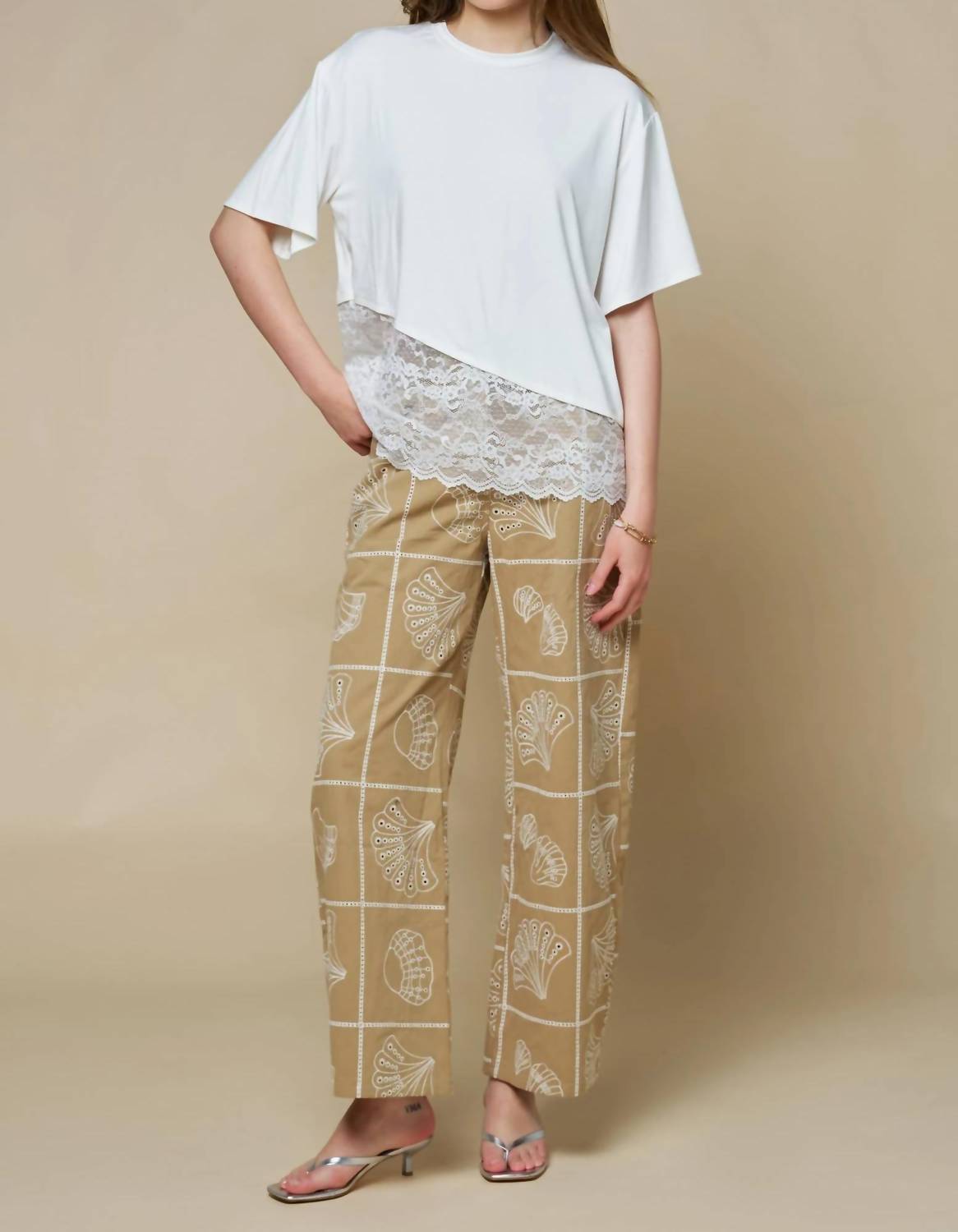 Lalavon - Women's Sea Motif Barrel Pants