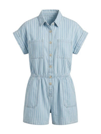 Blu Pepper - Women's Stripe Button Down Romper