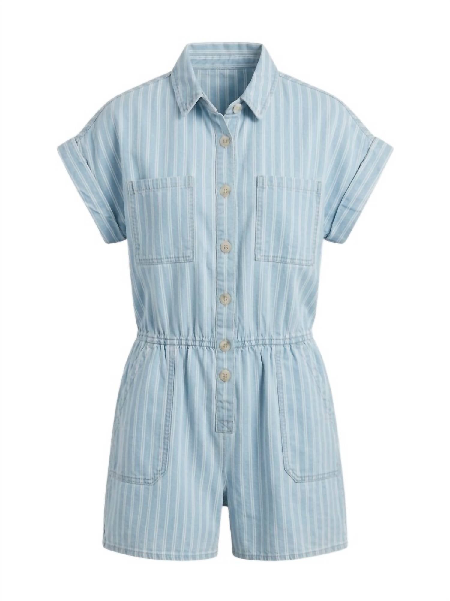 Blu Pepper - Women's Stripe Button Down Romper