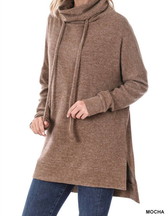 Zenana - Brushed Melange Funnel Neck Sweater