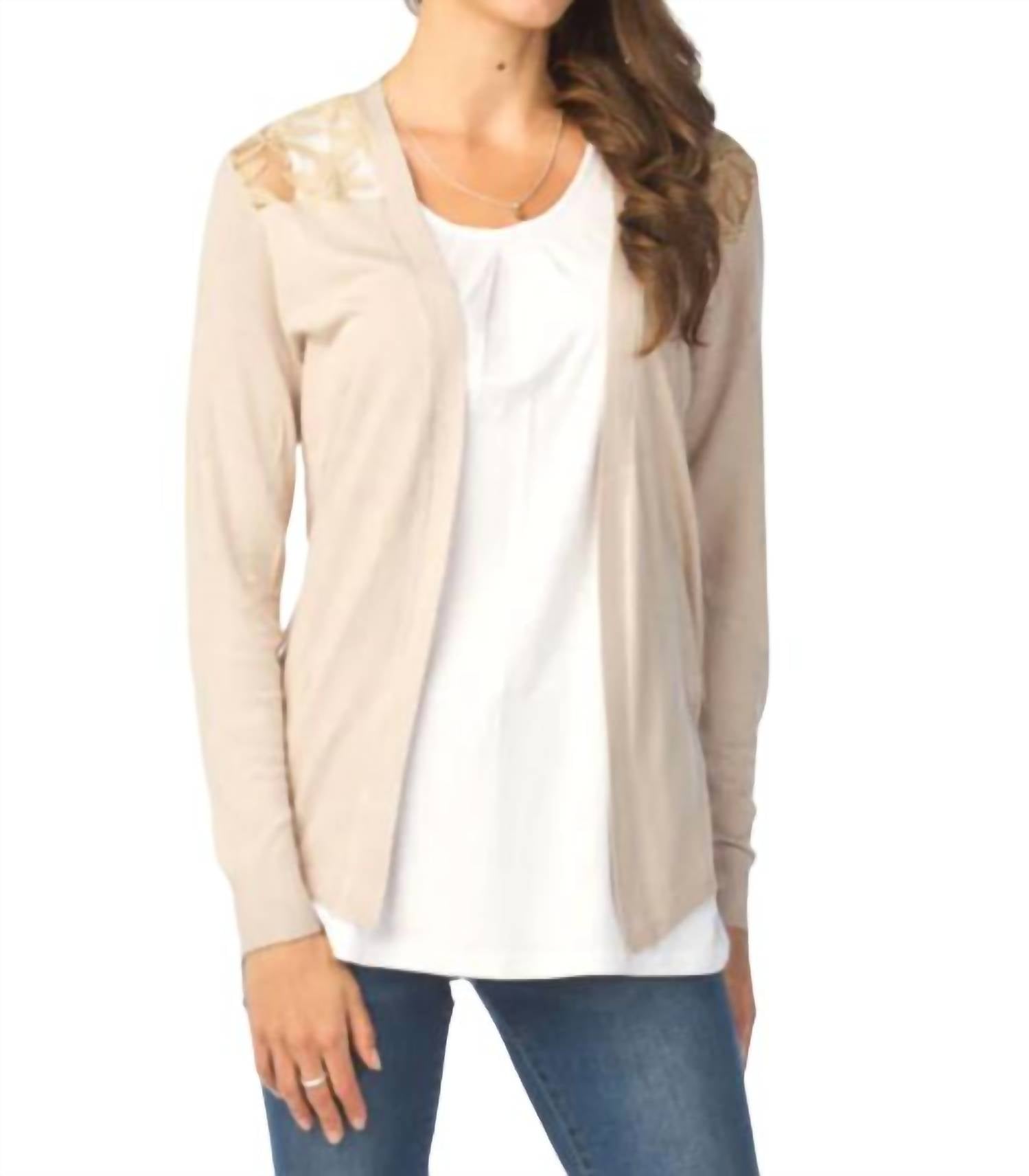 Papillon - Lace Back Long Sleeved Waterfall Cardigan
