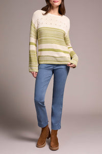 Tribal - Color Block Bell Sleeve Boat Neck Sweater