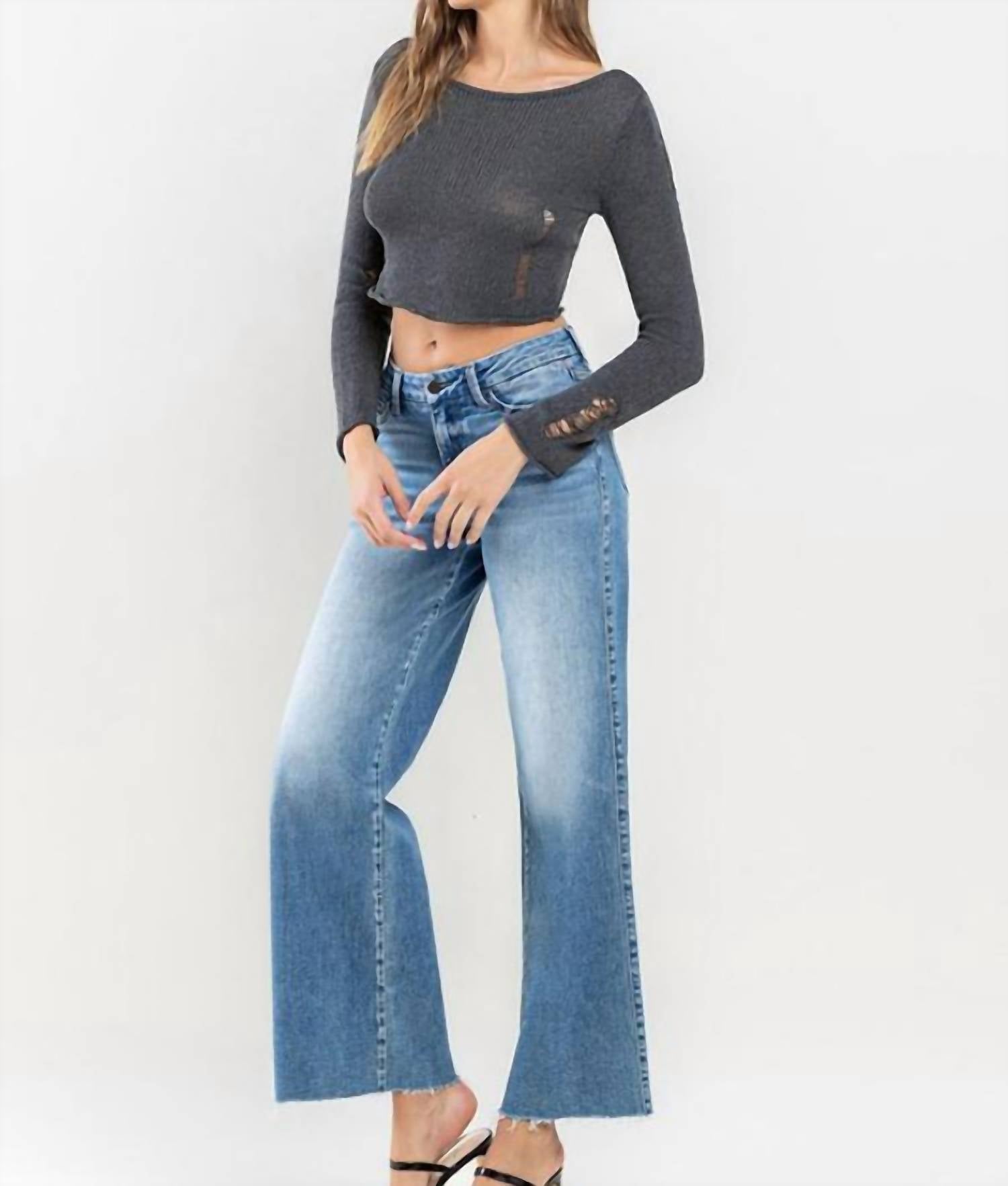 Vervet By Flying Monkey - Savannah Mid Rise Wide Leg Jeans