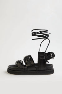 WEDGE SANDALS WITH ANKLE TIE