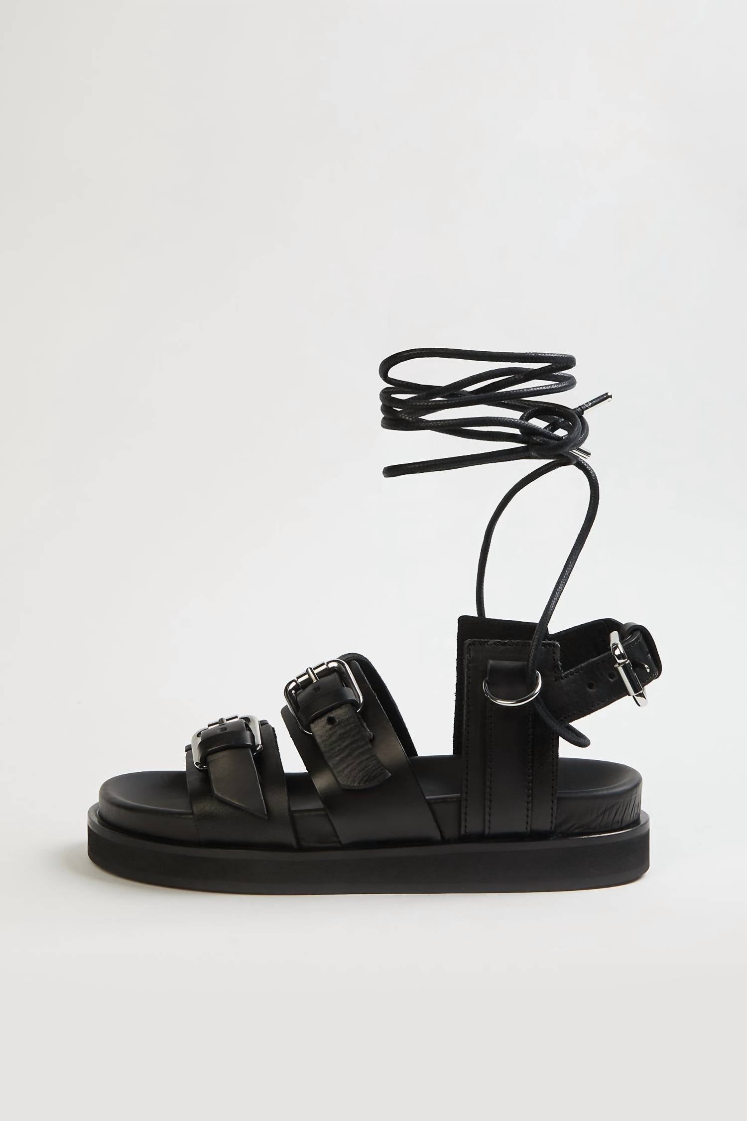 WEDGE SANDALS WITH ANKLE TIE