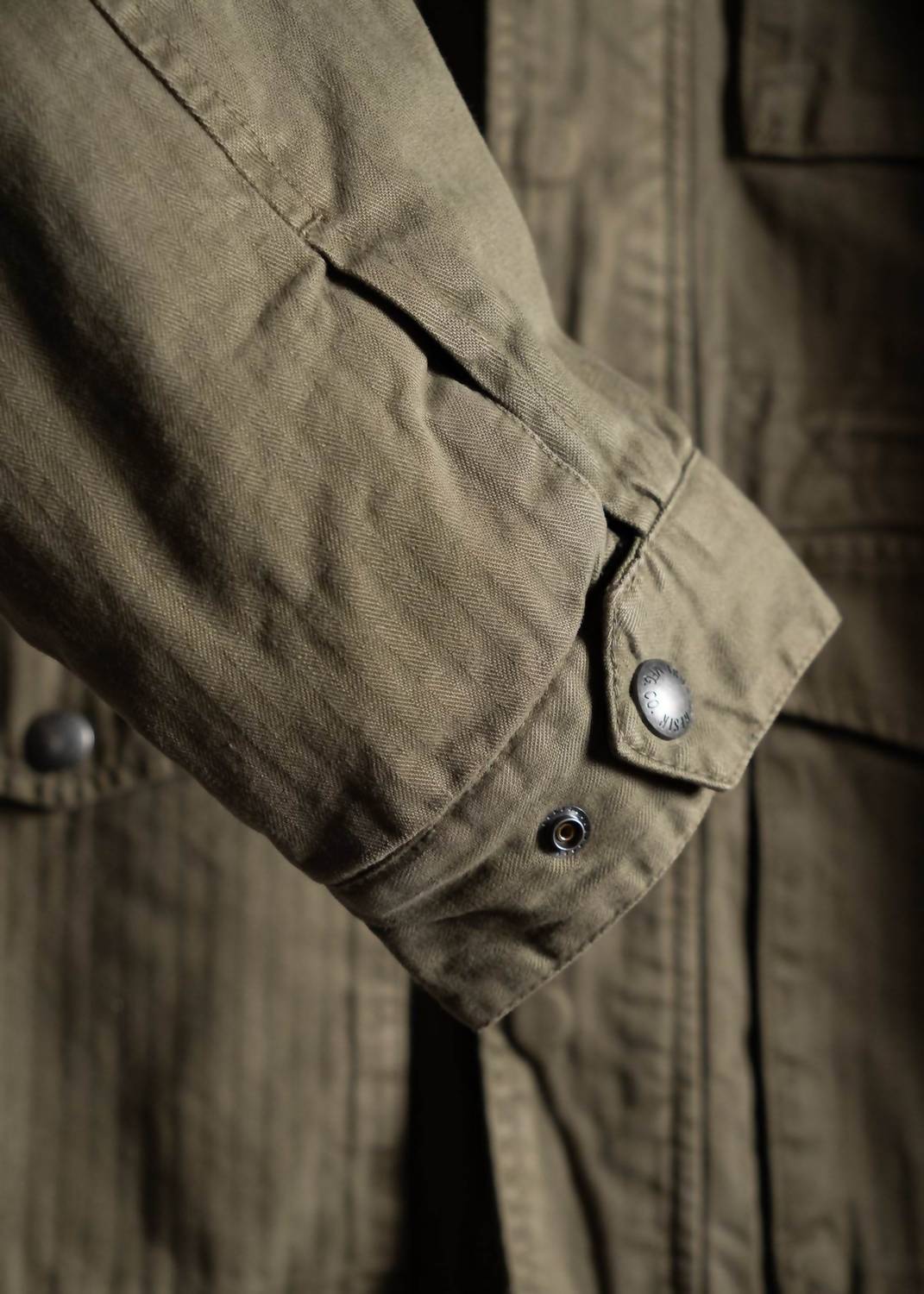 Iron & Resin Herringbone M65 Jacket in army - men's jacket - detail view