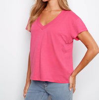 Charlie B - Organic Cotton Drop Shoulder V-neck T-shirt