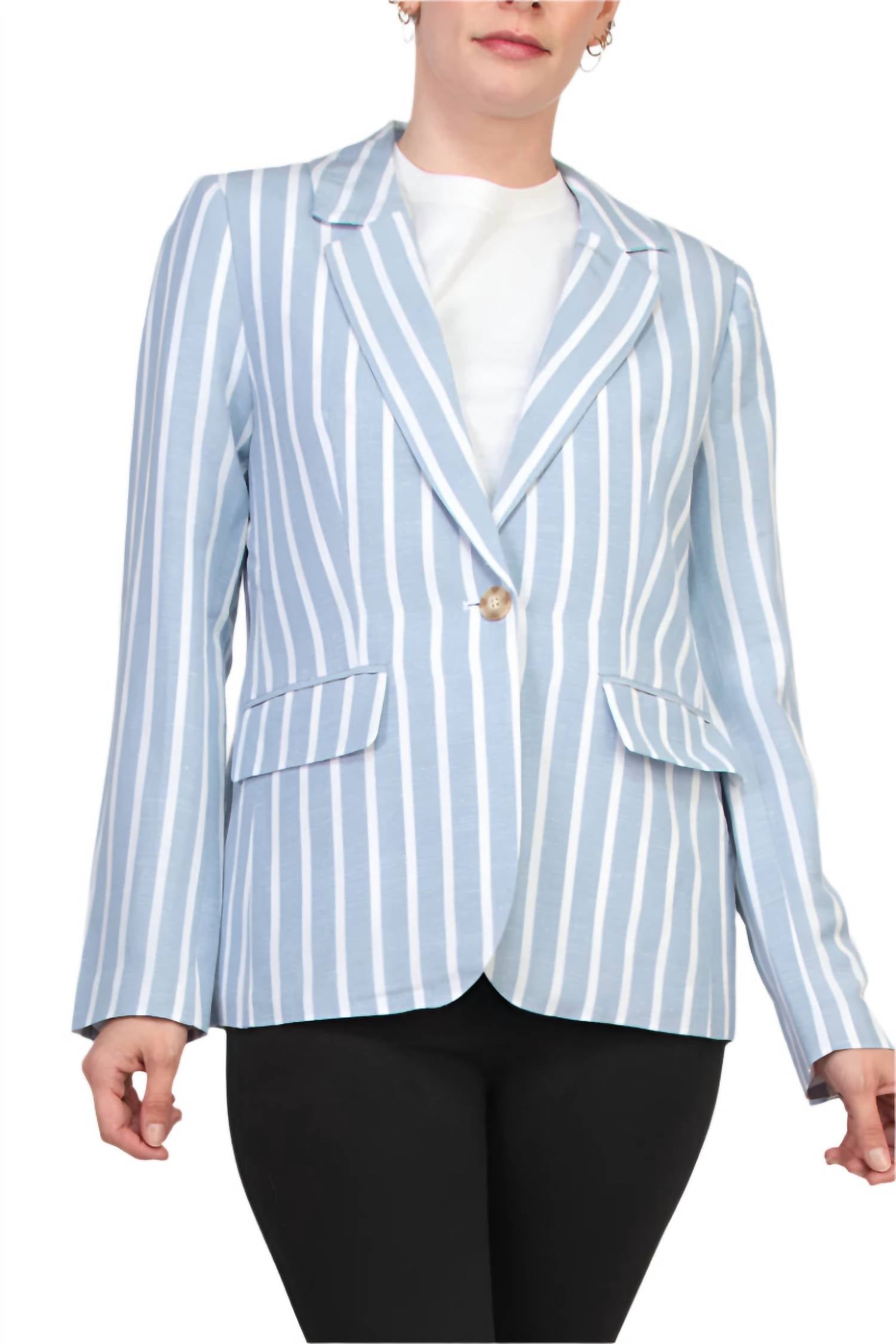 Philosophy - Women's Notched Collar Long Sleeve Linen Cotton Blend Blazer