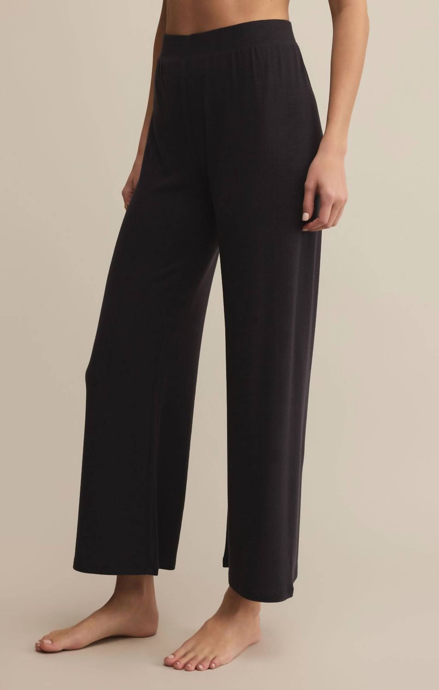Z Supply Luxe Starry Eyed Pant in black sand - women's pants - detail view