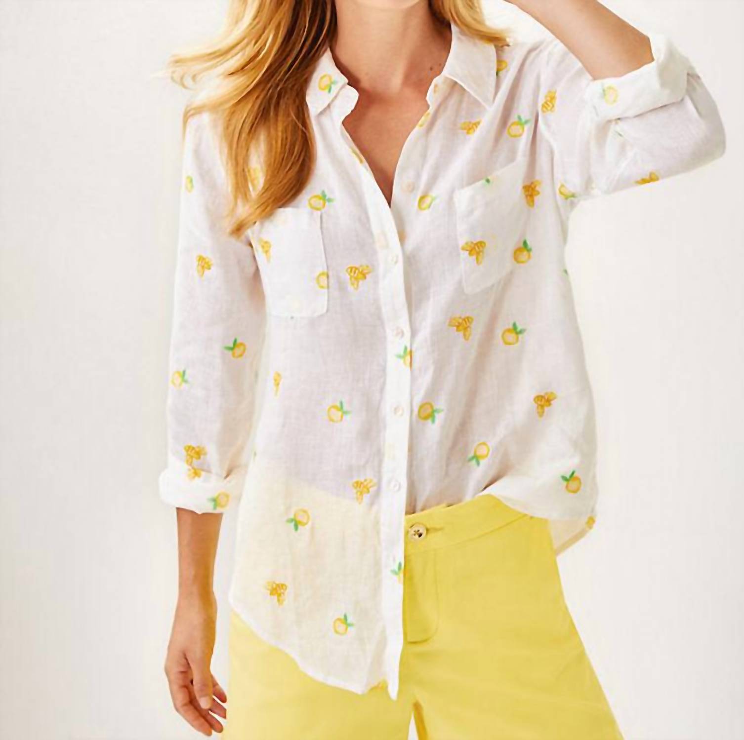 Lilly Pulitzer - Sea View Linen Button Down Top