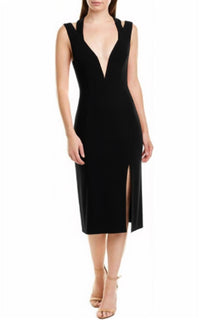 Keepsake - Sleeveless Plunging Stretch Midi Sheath Dress