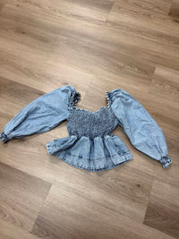 Something Navy - Women's Smocked Peplum Top
