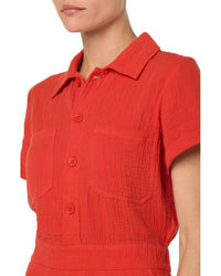 Joe's Jeans Gauze Shorts Romper in valiant poppy - women's pants - detail view