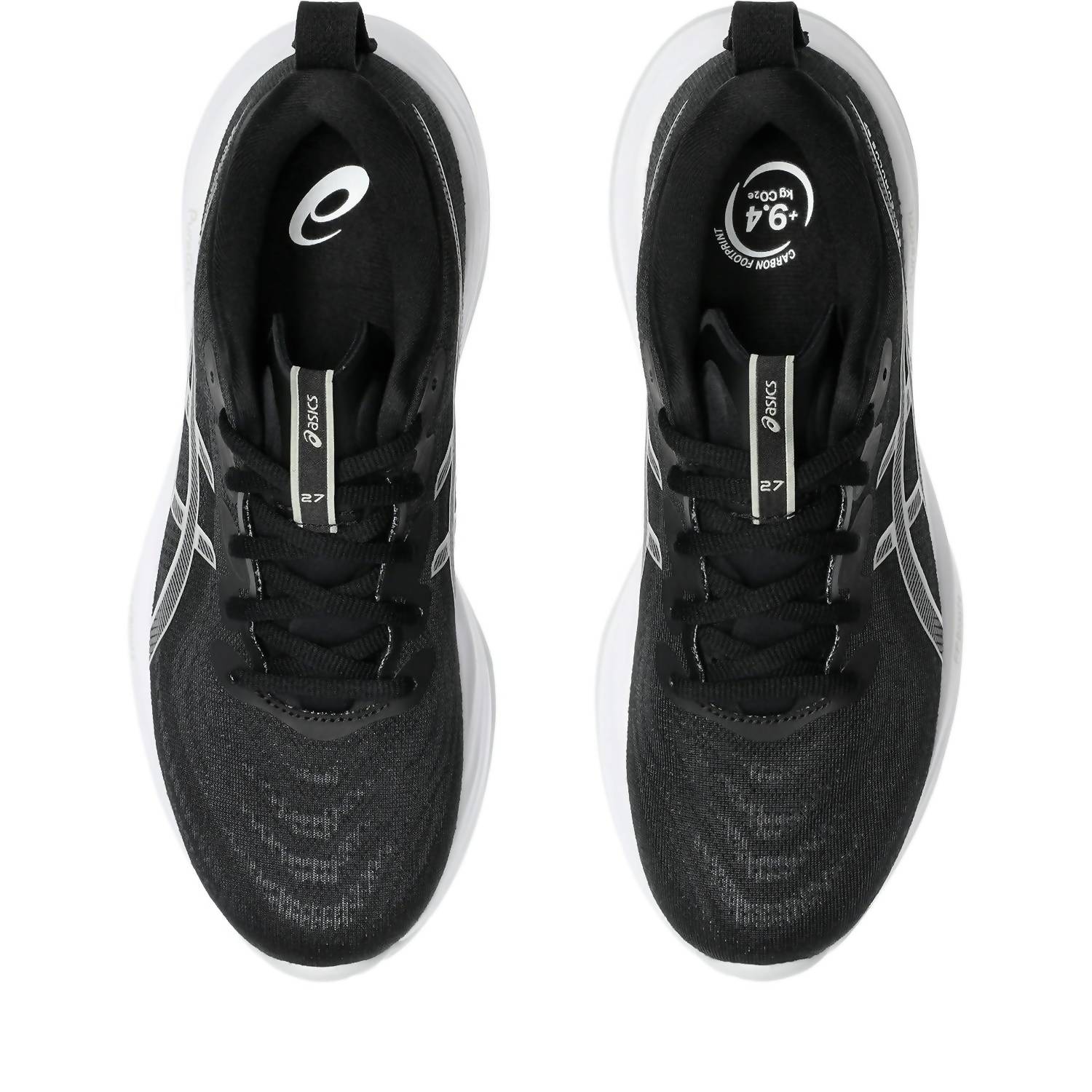 ASICS Women's Cumulus 27 Running Shoes in black white - women's shoe - detail view
