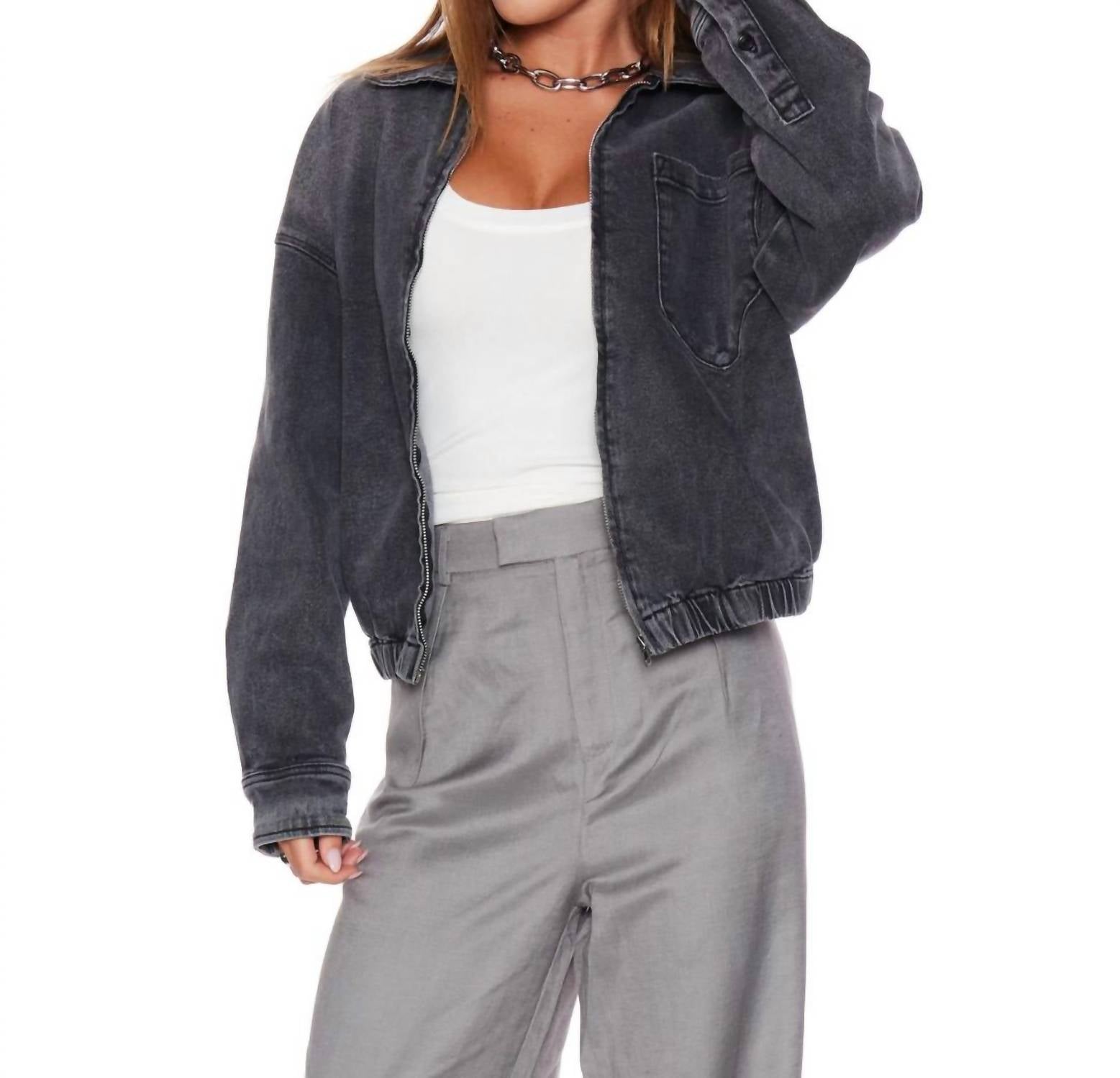 WithBlack Jackie Denim Bomber Jacket in gray - women's jacket